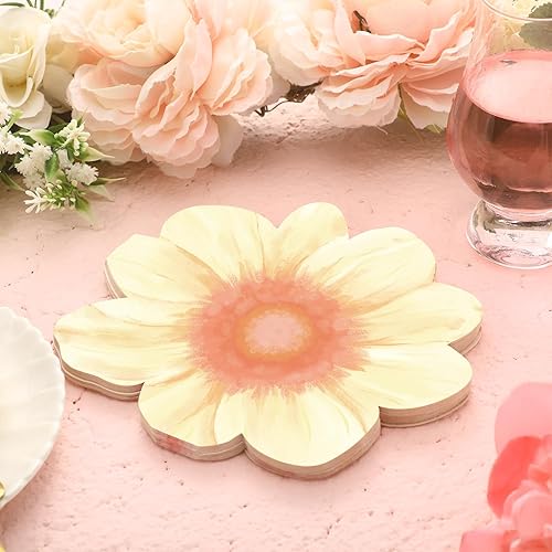 Miniatura 10 de Qilery 100 servilletas con forma floral desechables en forma de flor, servilletas de papel decorativas para novia, baby shower, boda, cumpleaños,