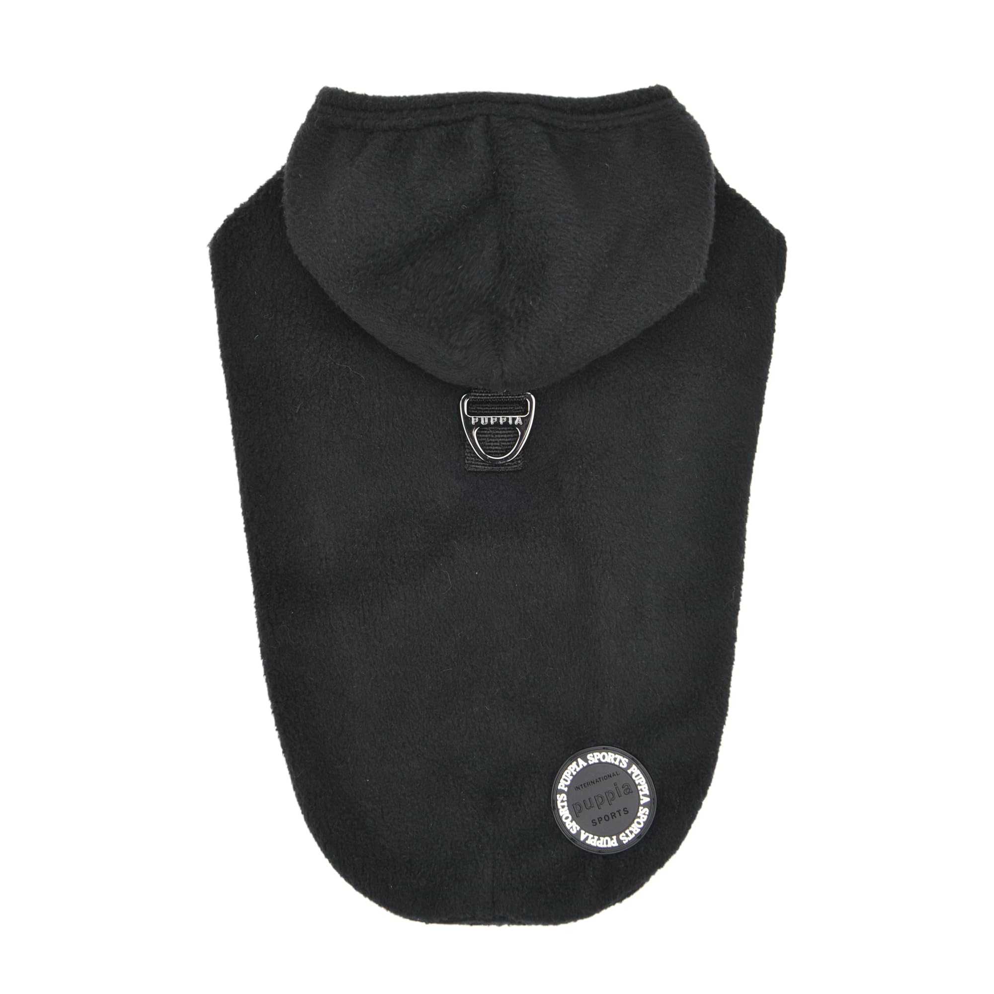 Puppia Zuko Warm Winter Hooded Polar Fleece Shirts with Integrated Harness for Small and Medium Dogs, Black, Medium