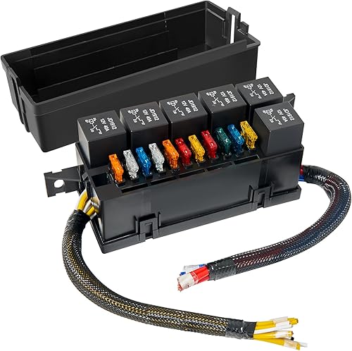 AUTOBABA Caja de relés de fusibles precableada de 12 V con fusibles y relés ATO de 11 vías ATCATO y panel de relé de 6 ranuras, panel de relé de 4