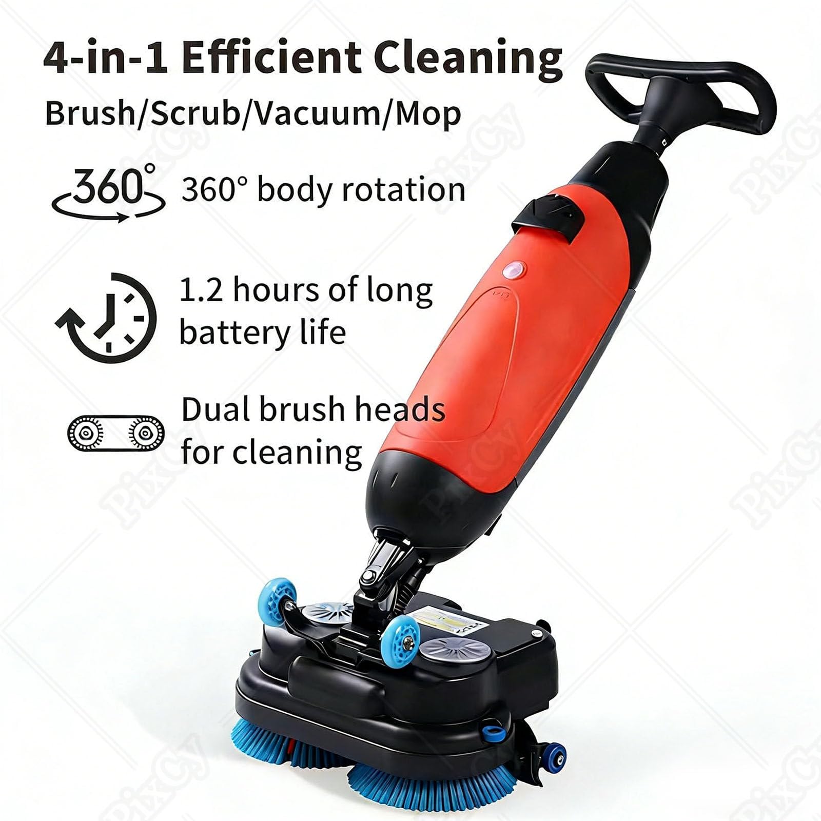 Máquina de limpieza de pisos inalámbrica con cepillos dobles y 240 RPM, tiempo de funcionamiento de 90 minutos para el hogar, la cocina y los suelos de la oficina