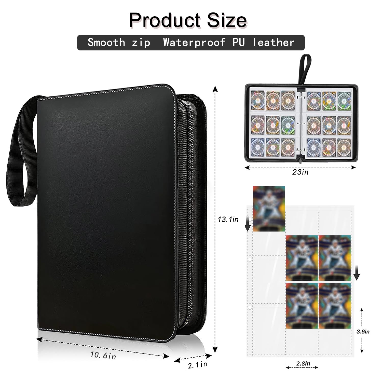 TUHDWJ Trading Card Binder 9 Pocket, Premium PU Leather Trading Card Album, 900 Pockets Card Folder Card Binder Holder Album - Image 2