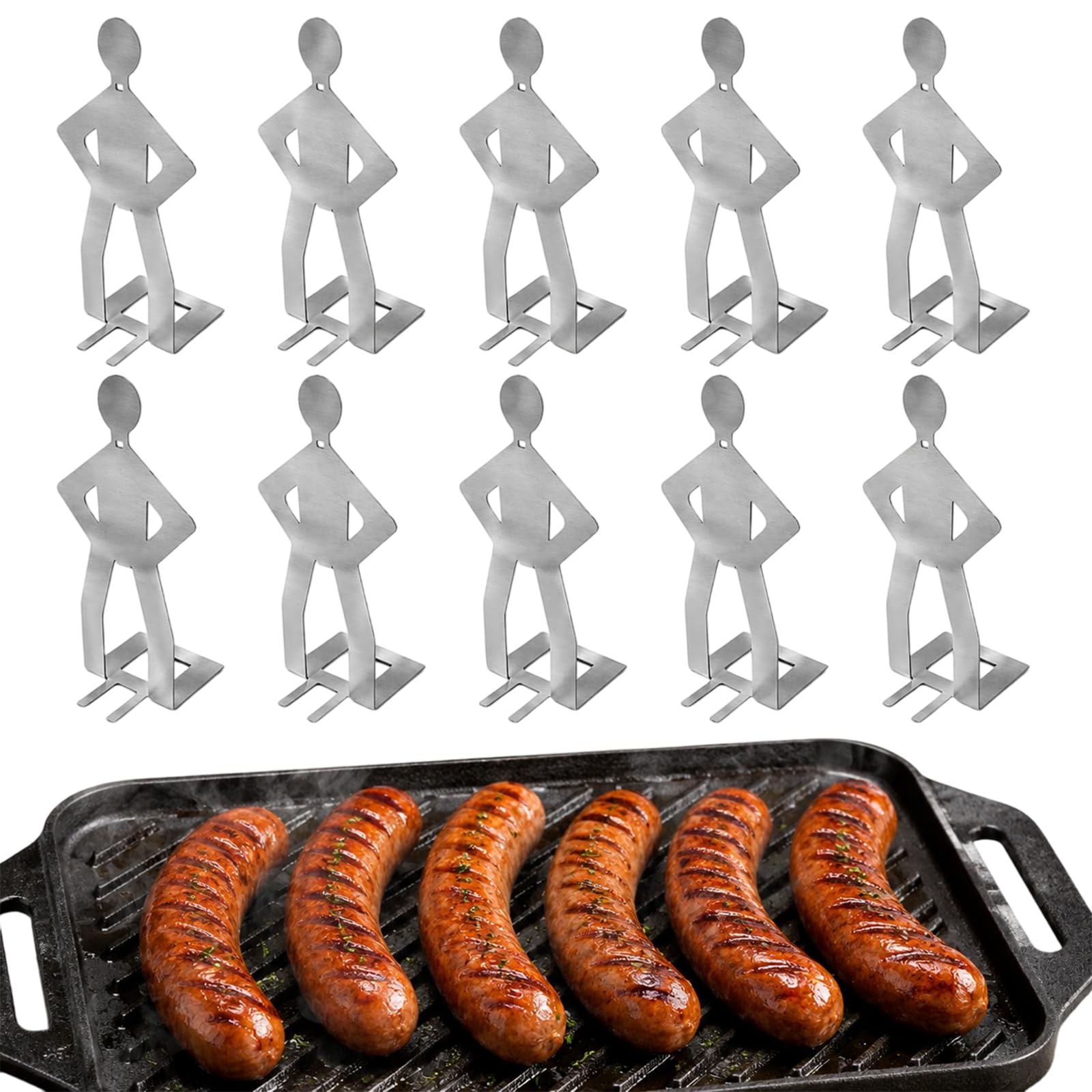 Soportes para salchichas de acero inoxidable 10 piezas divertidos BBQ