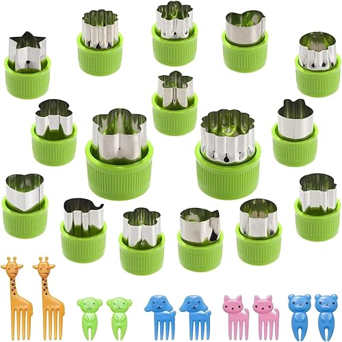 Miniatura 1 de ONUPGO Juego de cortadores de verduras - Cortadores de galletas, moldes de frutas, prensas de queso, sellos para niños, golosinas en forma de