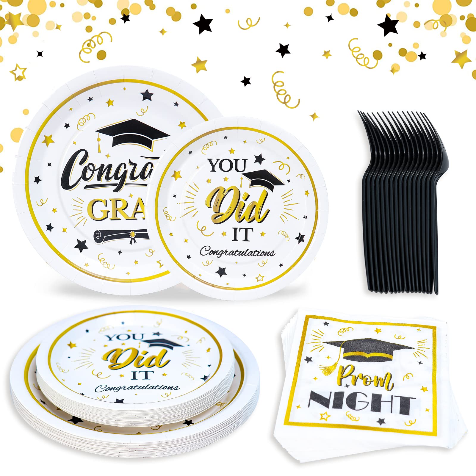 Graduation Decorations Class of 2023 Graduation Plates - 96 PCS Graduation Party Supplies Disposable Congrats Grad Dinnerware,Graduation Paper Plates and Napkins,Fork for 2023 Graduation Decorations