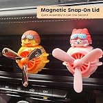 Voiture Air Refroidisseurs Cute Pilot Canard, Évent de voiture Air Freshener Rotating Propeller Automobile Air Diffuseur de voiture créatif d'éventail de sortie, Accessoires de voiture mignon, Décoration de parfum de voiture