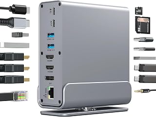 ETZIN USB C Docking Station Dual/Triple Monitor, 15 in 1 USB C Hub Multiport Adapter with Dual 4K HDMI/DisplayPort/7 USB P... Price In India