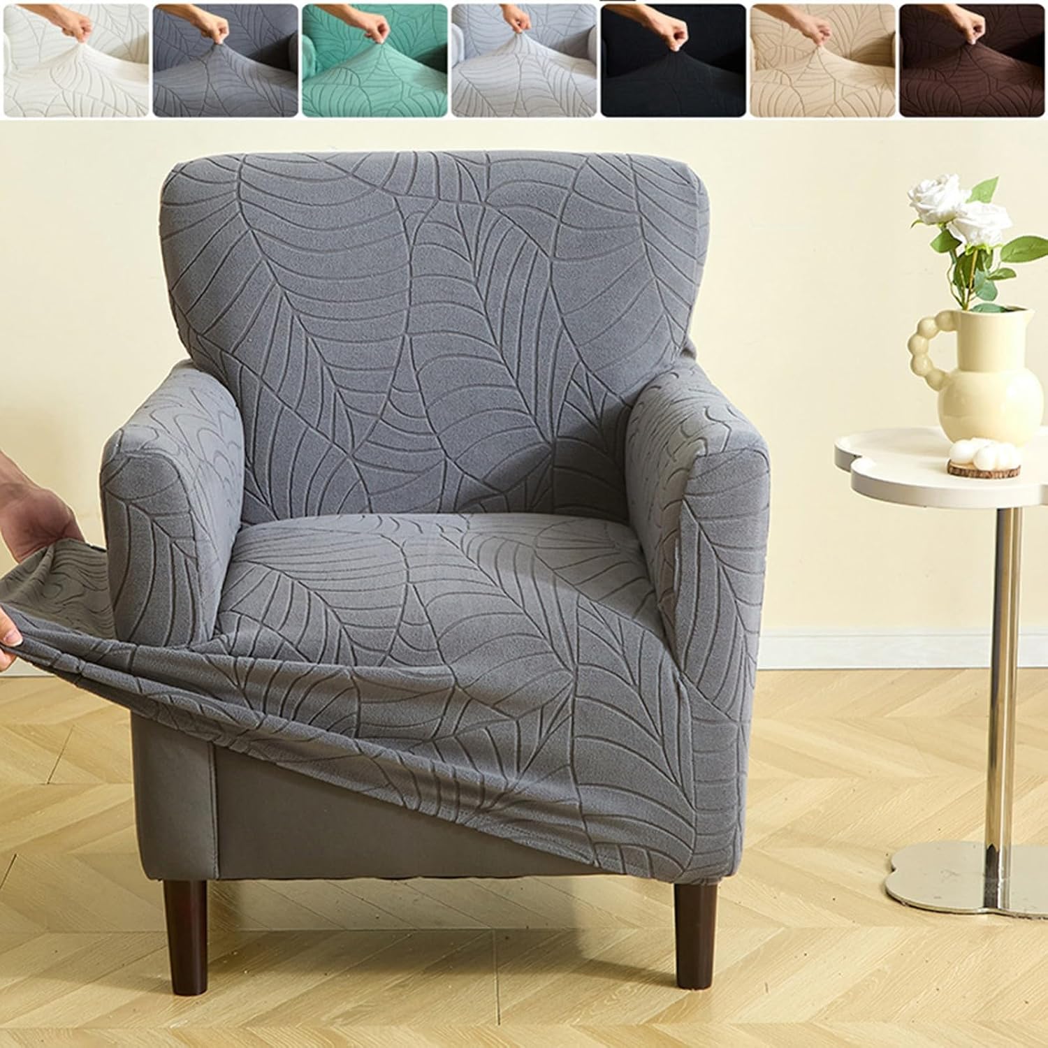 Stretch Sofa Chair Slipcovers,Banquet Armchair Slipcovers,Anti-Slip Accent Chair Cover Furniture Protector for Living Room Office Reception Reading(Dark Gray)