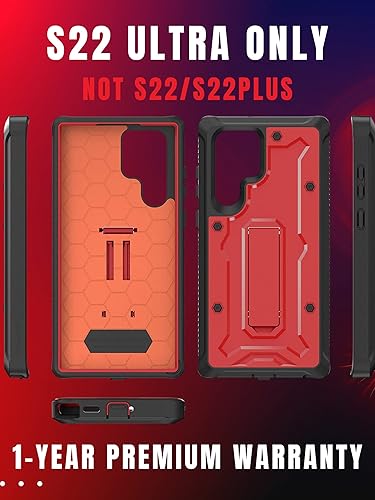 Miniatura 7 de CaseBorne Diseñada para Samsung Galaxy S22 Ultra 5G Case (2022), cuerpo completo multicapa resistente con soporte sin pantalla - Negro carbón