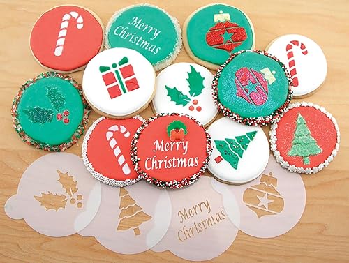 Miniatura 6 de Designer Stencils Plantillas navideñas para cupcakes y galletas, beigesemitransparente, se adapta a círculo de 2 pulgadas