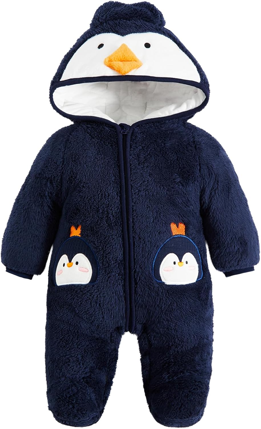 JiAmy Baby Fleece Snowsuit Animal Hooded Winter Romper Warm Footed Onesie Padded Infant Stroller Jumpsuit