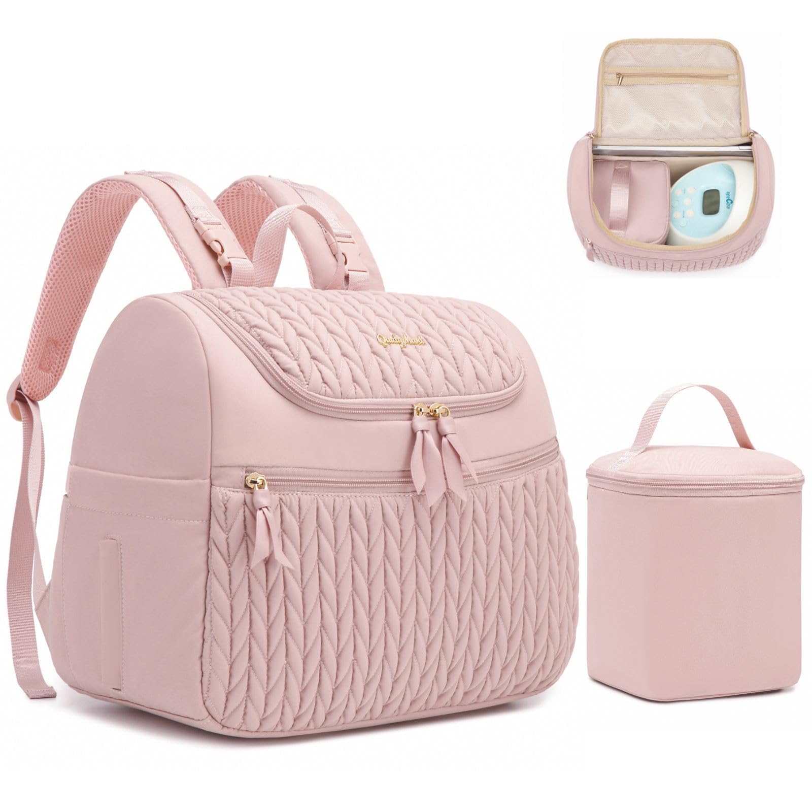 Qualyphant Kleiner Milchpumpen-Rucksack für Spectra S1 S2 Medela mit Kühltasche, kleine Wickeltasche