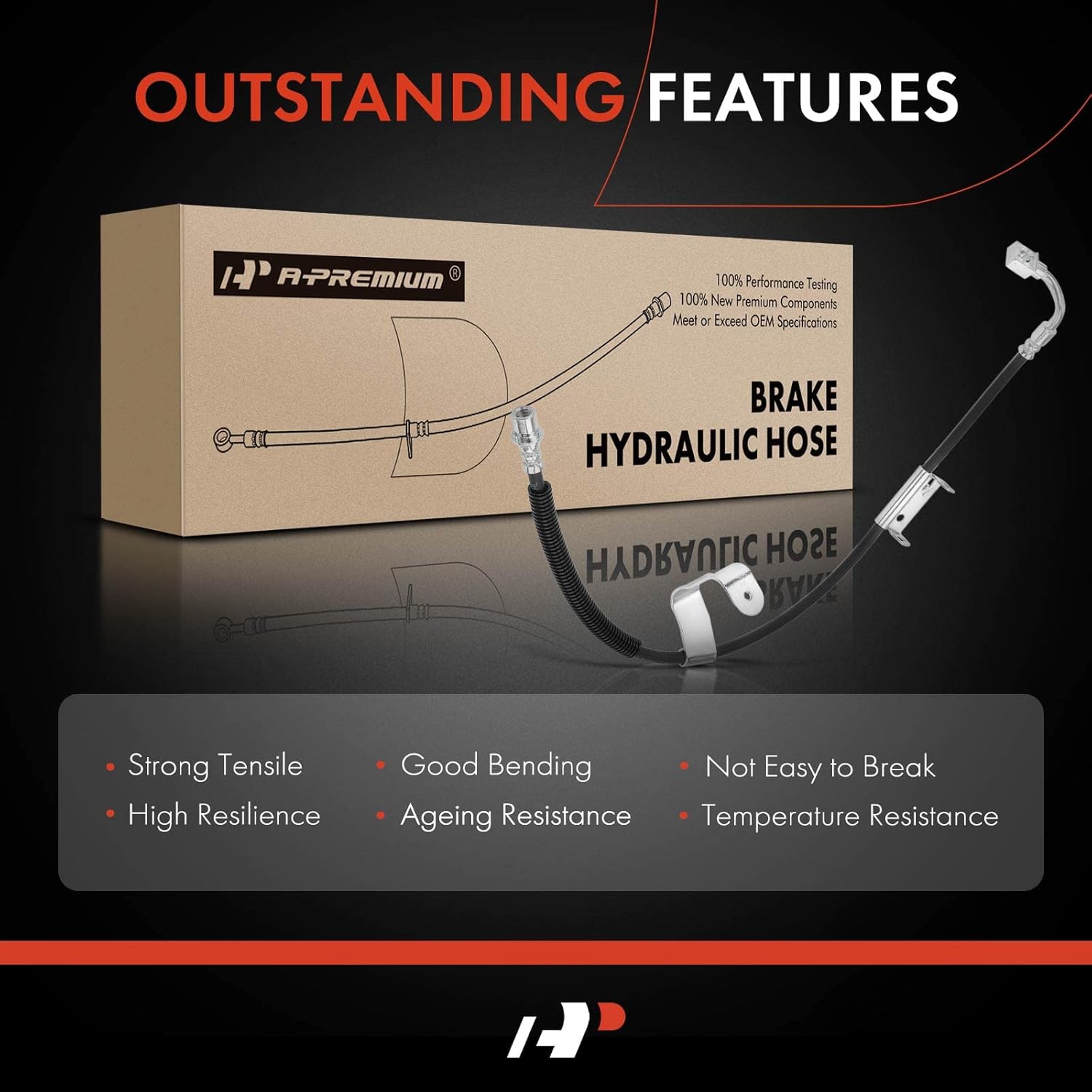 A-Premium Front Driver Brake Hydraulic Hose Compatible with Chevy, GMC and Hummer Models - Silverado/Sierra 1500 2500 3500, Silverado/Sierra 1500 2500 3500 HD Classic, Yukon XL 2500, Suburban 2500