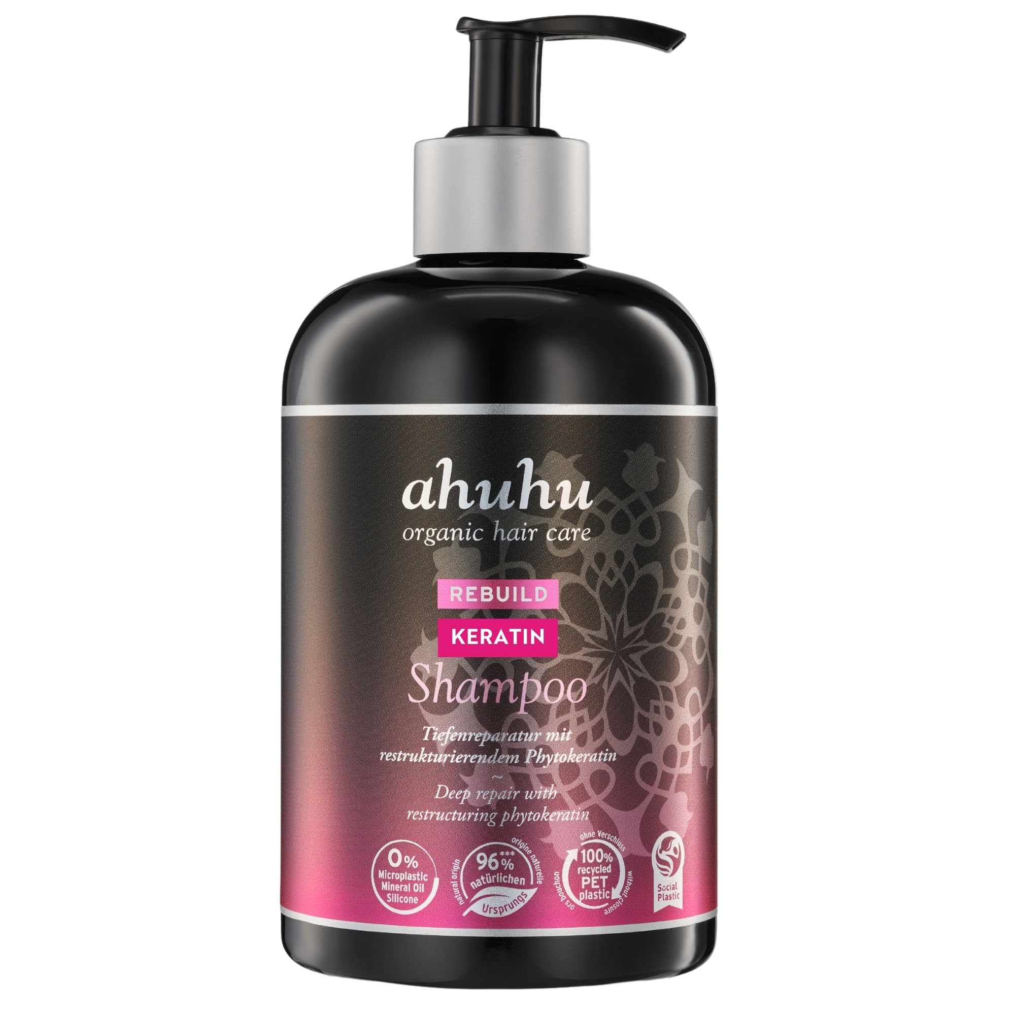 ahuhu Keratin Shampoo XXL – intensive Pflege mit Phytokeratin, silikonfrei, 500ml