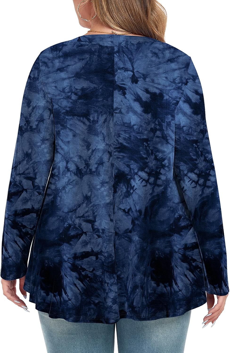 LARACE Womens Plus Size Tunic Tops Loose Fit Square Neck Long Sleeve Shirts - Image 4