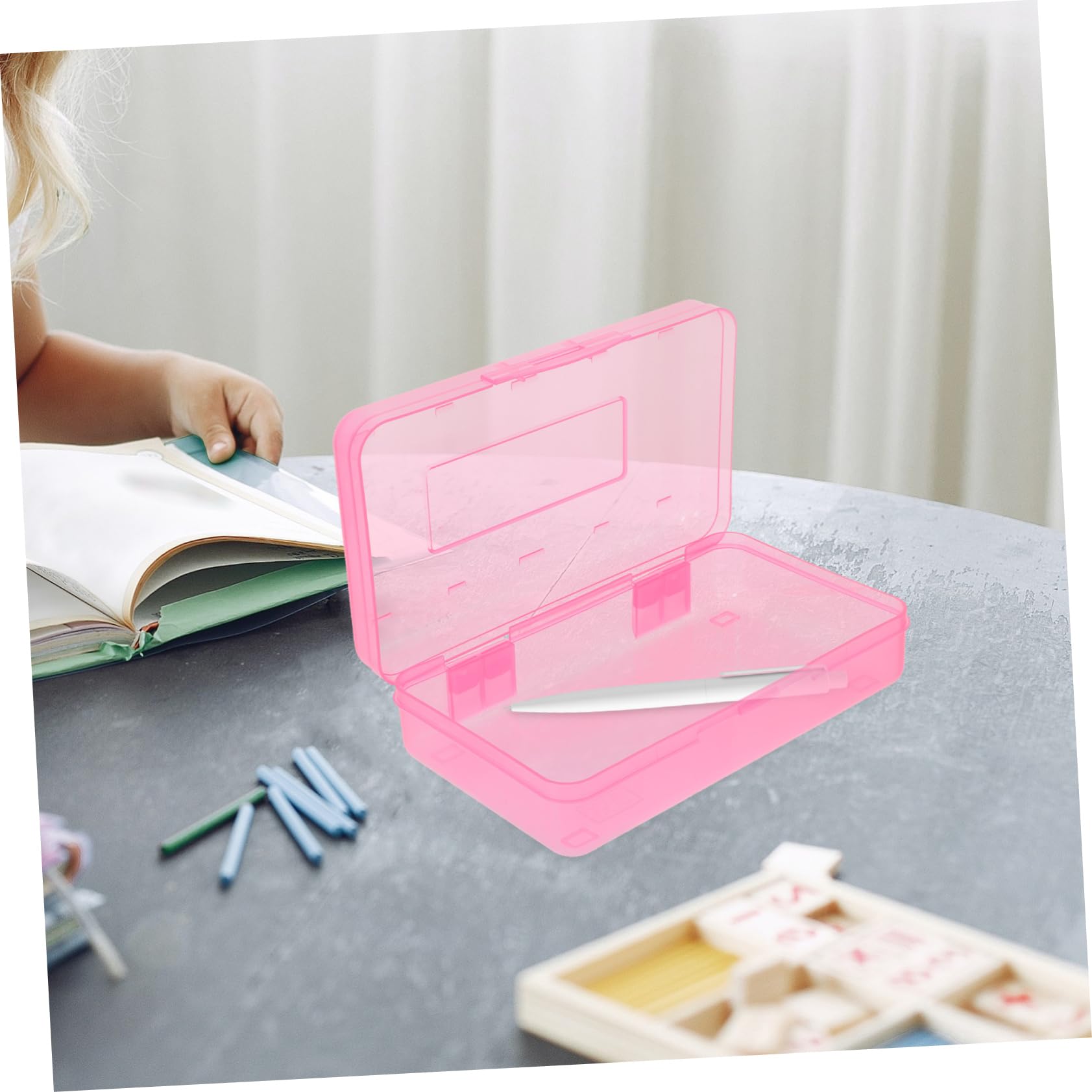 Tofficu 3 Pezzi Astucci Trasparenti Plastica per Matite da Contenitori per Cancelleria con Sicuro Organizer Capacità per Scuola e Ufficio Colori e Giallo