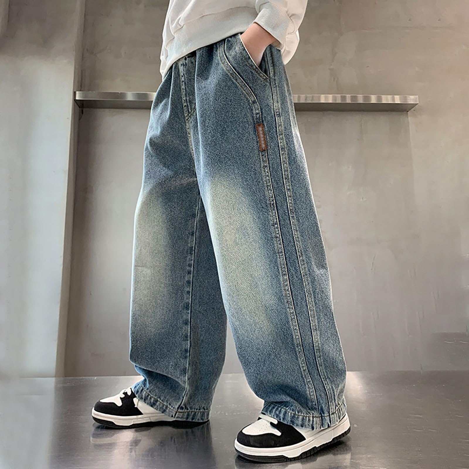 Générique Jean Large Enfant GarçOn - Jeans pour garçons - salopettes décontractées de printemps pour garçons - pantalons à jambes droites et larges
