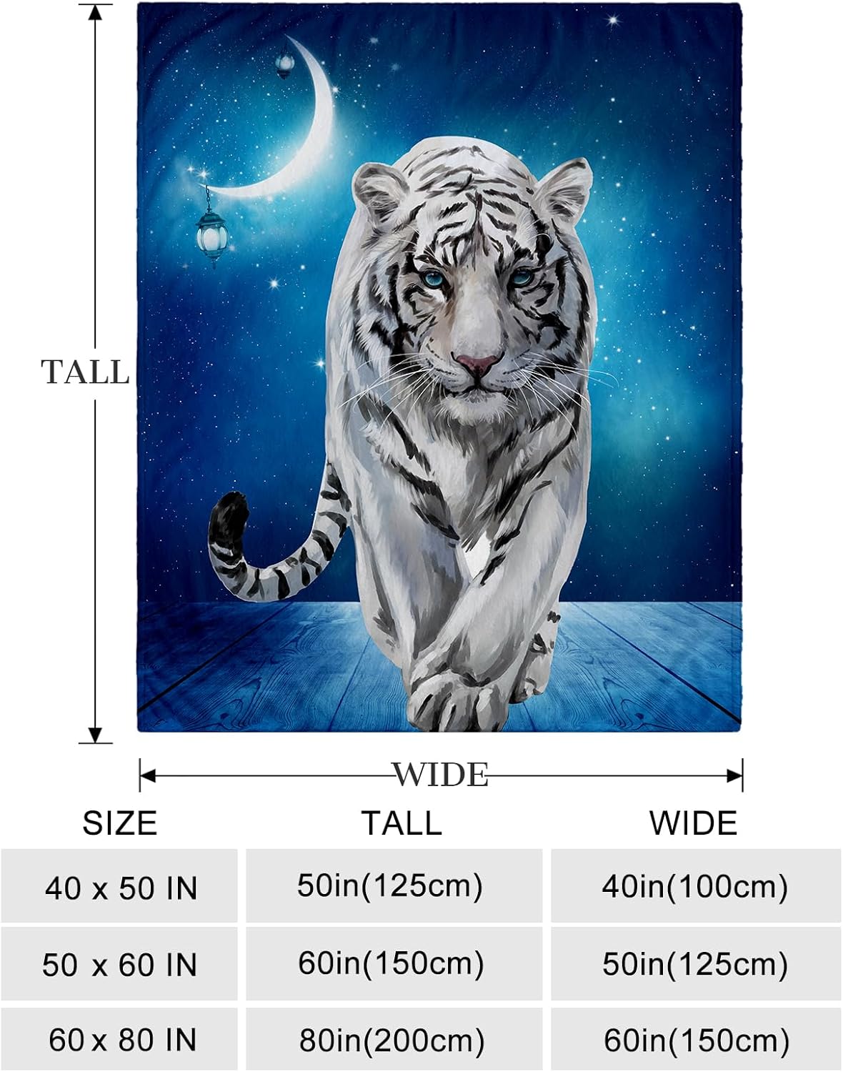 Ultra Soft Fleece Blanket- Lightweight & Warm Throw Blanket for Couch, Cozy Plush Sherpa Blanket for Adults Kids, Durable & Easy Care (White Tiger, 50x60 in) - Image 4