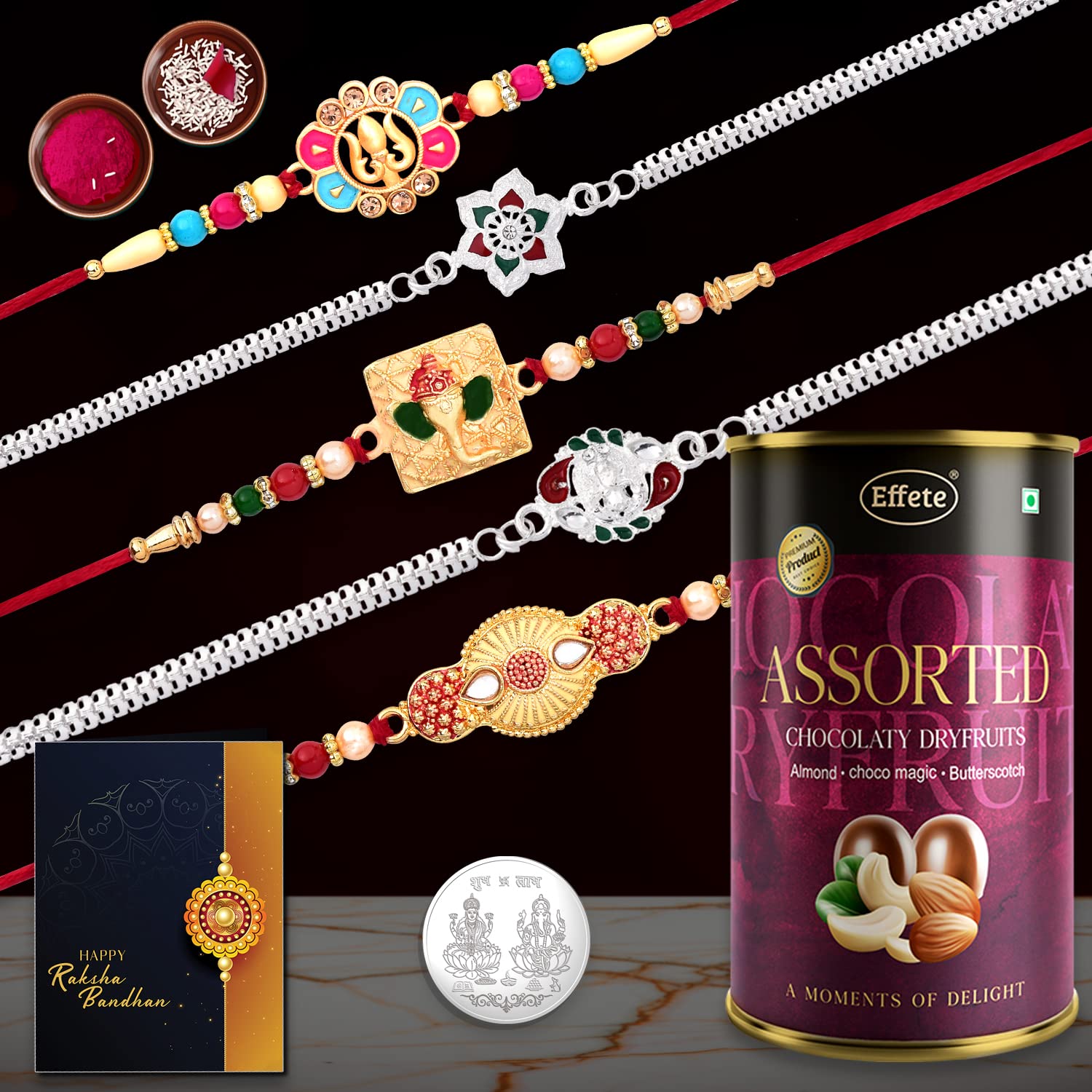 DeoDap Rakhi For Brother Set Of 5 with Effete Assorted Chocolate Dry fruits (K5_NC12_AS) (B07VPJ6DSQ) Amazon Price History, Amazon Price Tracker