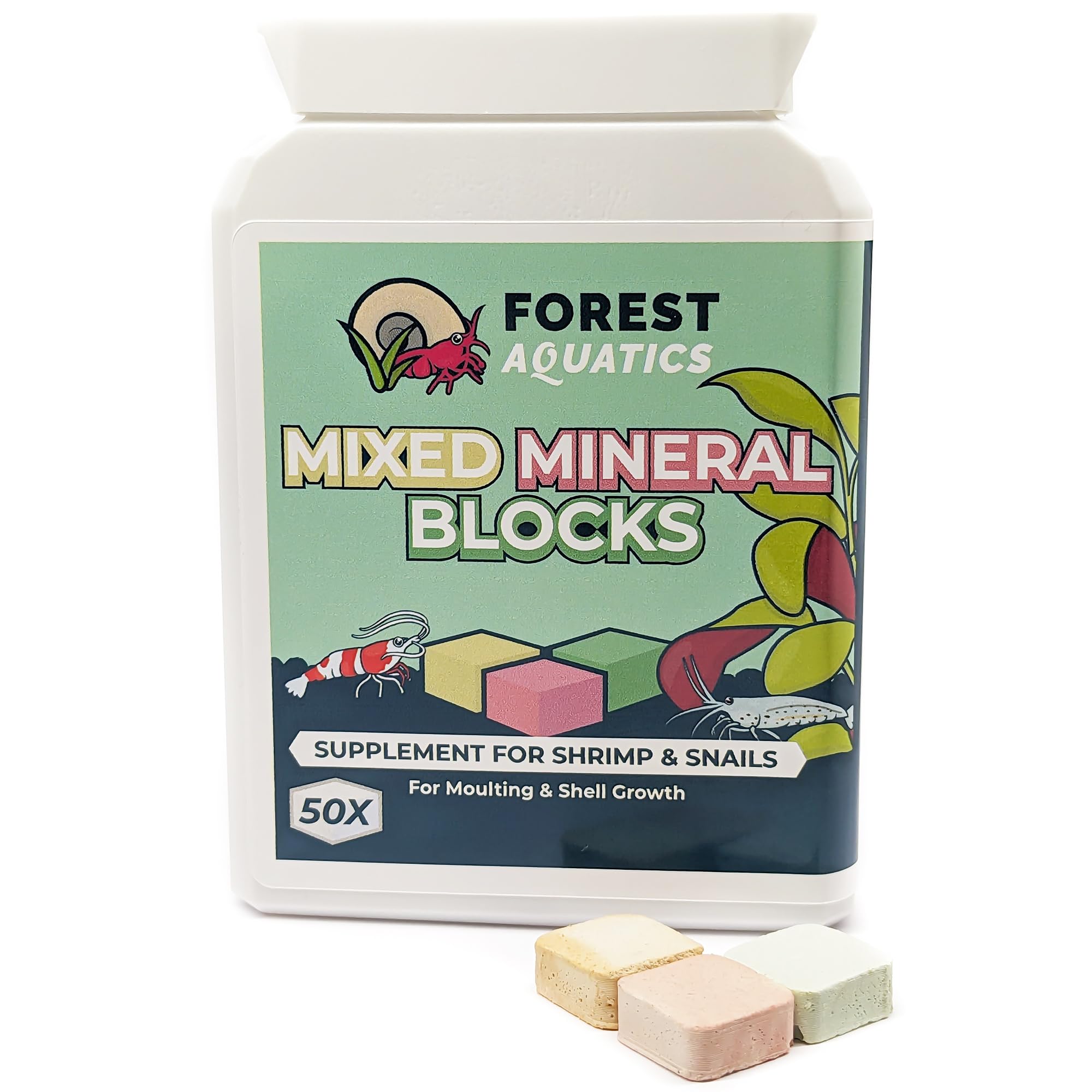 50 x Mixed Calcium Mineral Block Food for Shrimp Snails Plecos Crabs Nerites Ramshorns