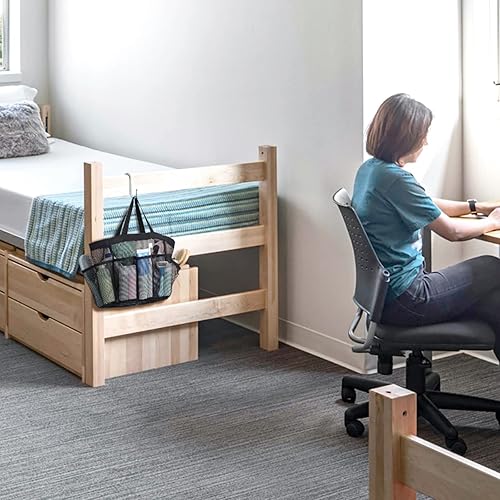 Miniatura 6 de GSlife - Organizador de ducha de malla portátil, de secado rápido, colgante para dormitorio universitario, 8 bolsillos más profundos para baño,