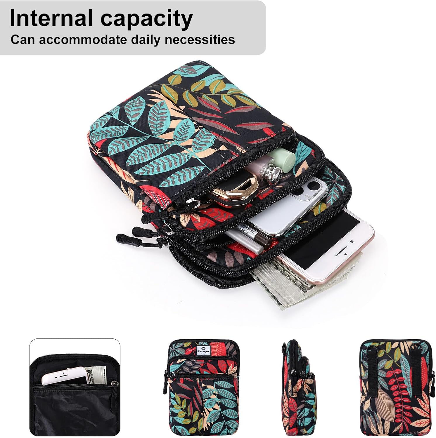 HUA ANGEL Multifunctional Fanny Pack for Men & Women Lightweight Waist Bag with 3 Zip Compartments, Cross body bag for Running Walking Sport Travel - Image 5