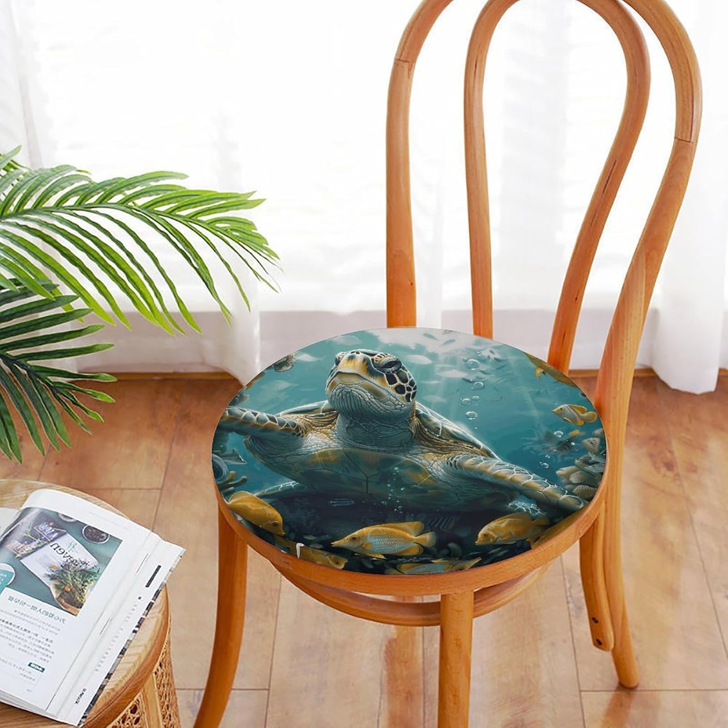 Sea Turtle with Fishes Chair Cushions Floor Pillow Chair Pad