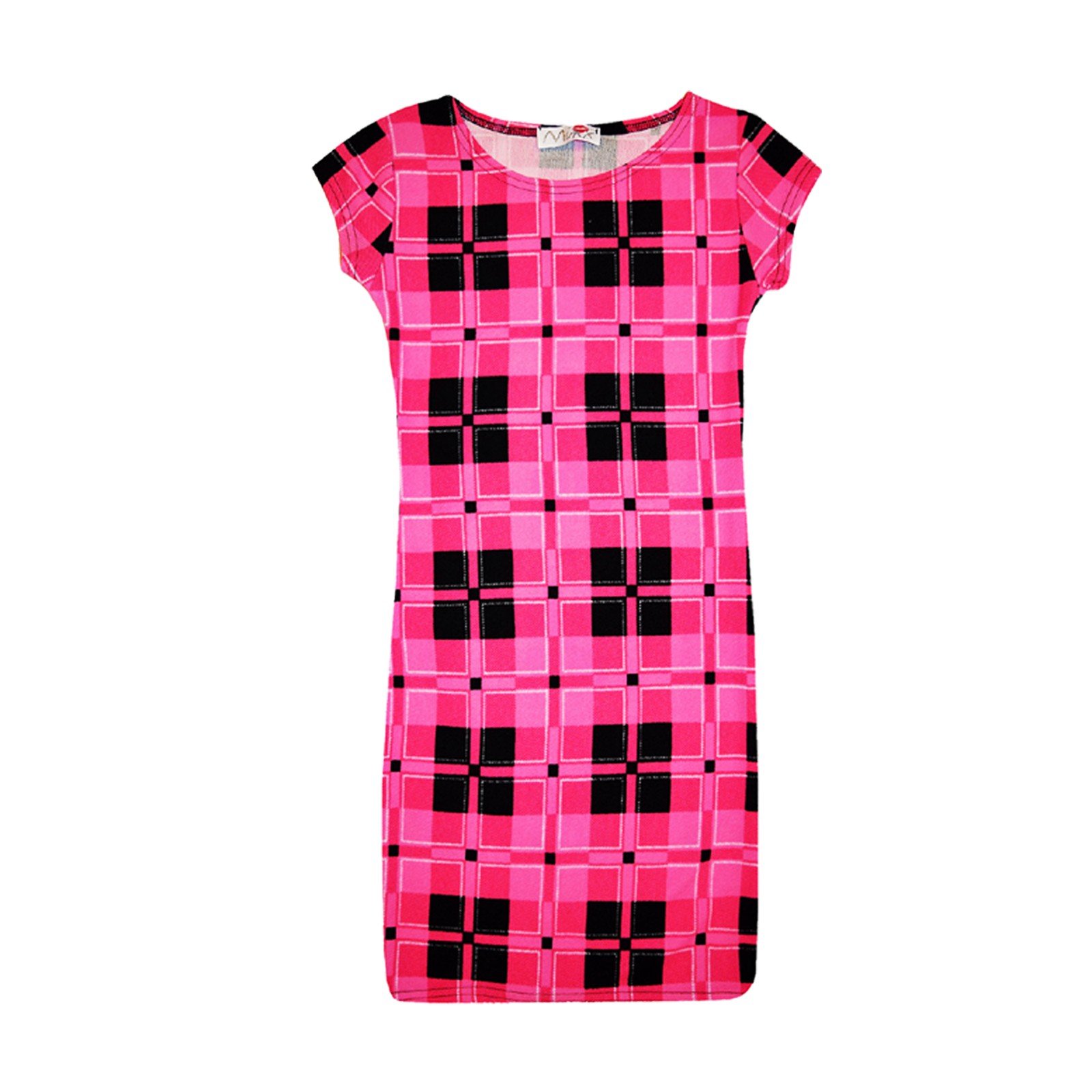 A2z 4 Kids Girls Midi Dress Pink Check Tartan Print Legging Midi Skater Dress - Pink Check Midi 13
