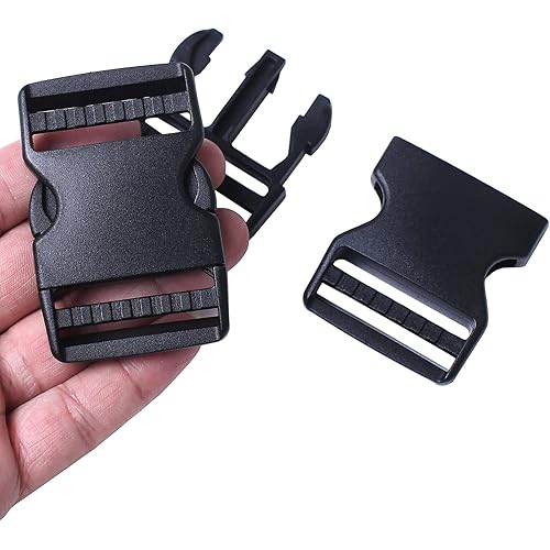 J.CARP 4 Pack 1.5" Wide Quick Side Release Buckles, Dual Adjustable No Sewing Slide Clips Snaps, Heavy Duty Plastic Replacement for Nylon Strap Backpack Nylon Webbing Belt Fanny Pack Pet Dog Collars