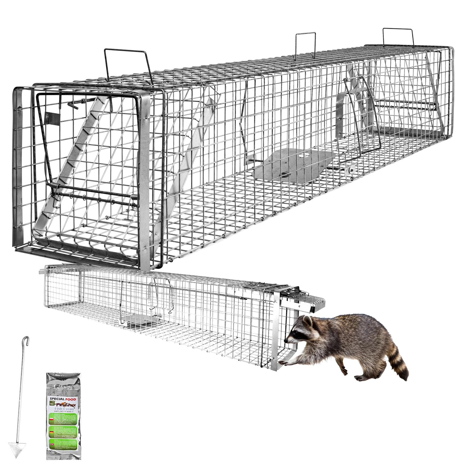 Lebendfalle 180 x 34 x 34 Heavy Drahtfalle Marder Lebend Garten Kaninchen Abwehr Umsiedeln Falle Haus Waschbär Fuchs größere Tiere Zubehör Vertreiben Dachboden Petigi
