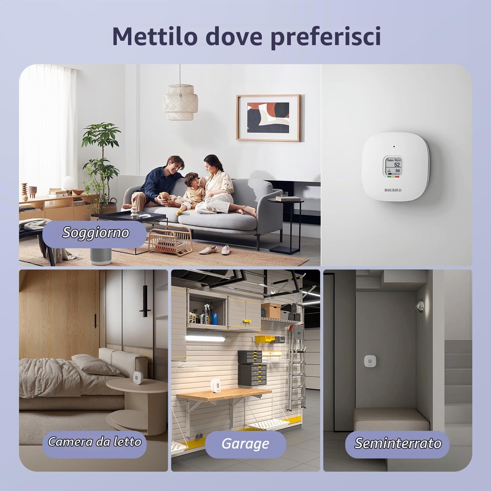Inkbird Rilevatore di Radon Digitale con Display LCD, RD-3 Monitoraggio di Radon Gas in Tempo Reale,Funzioni di allarme,Misuratore di Radon Portatile per Ambienti Interno/Esterno