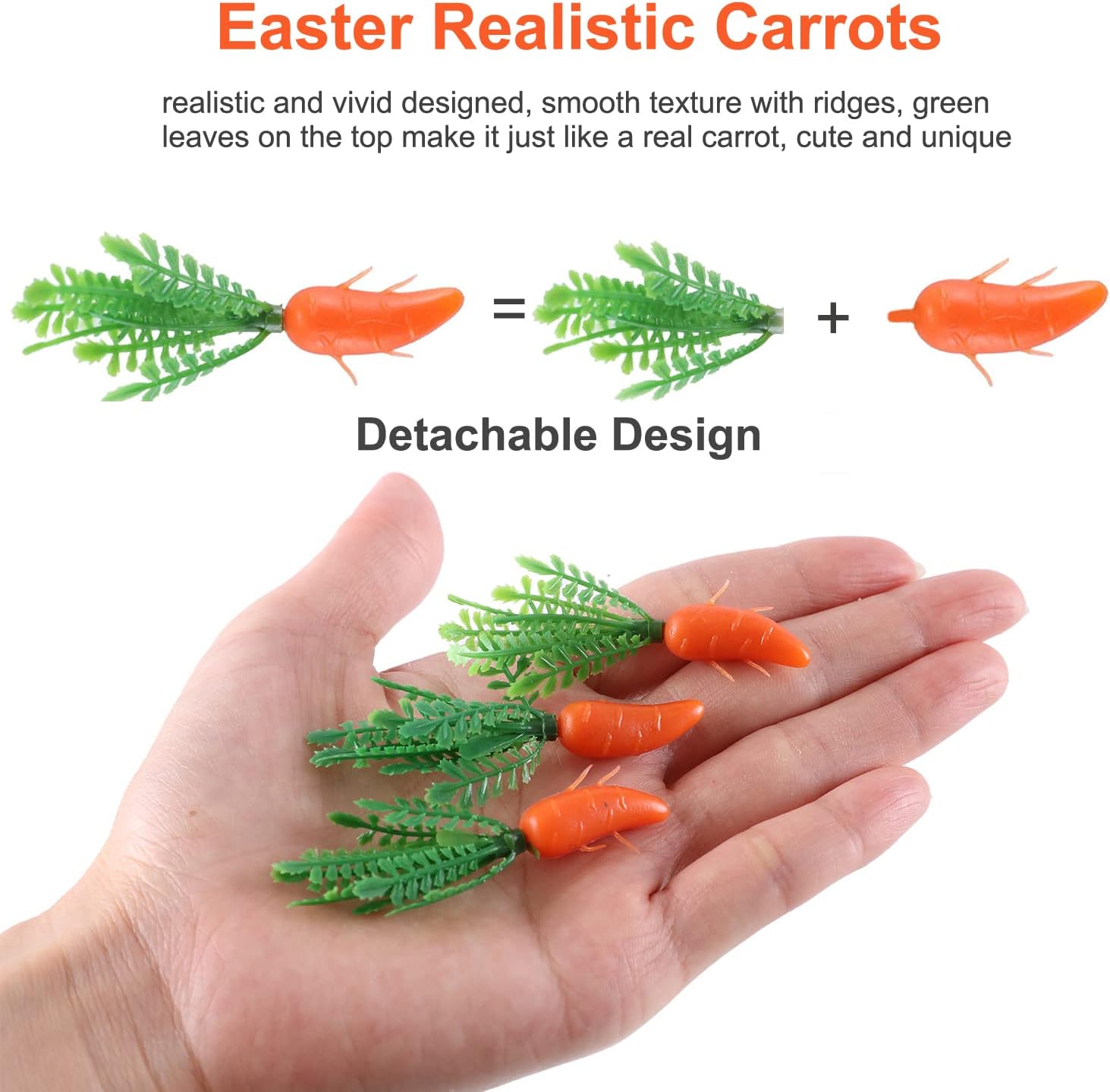 100 PCS Mini Easter Carrots, Artificial Mini Carrots Realistic Artificial Vegetable Ornaments for DIY Crafts Easter Party Home Decor Photo Props (#A)