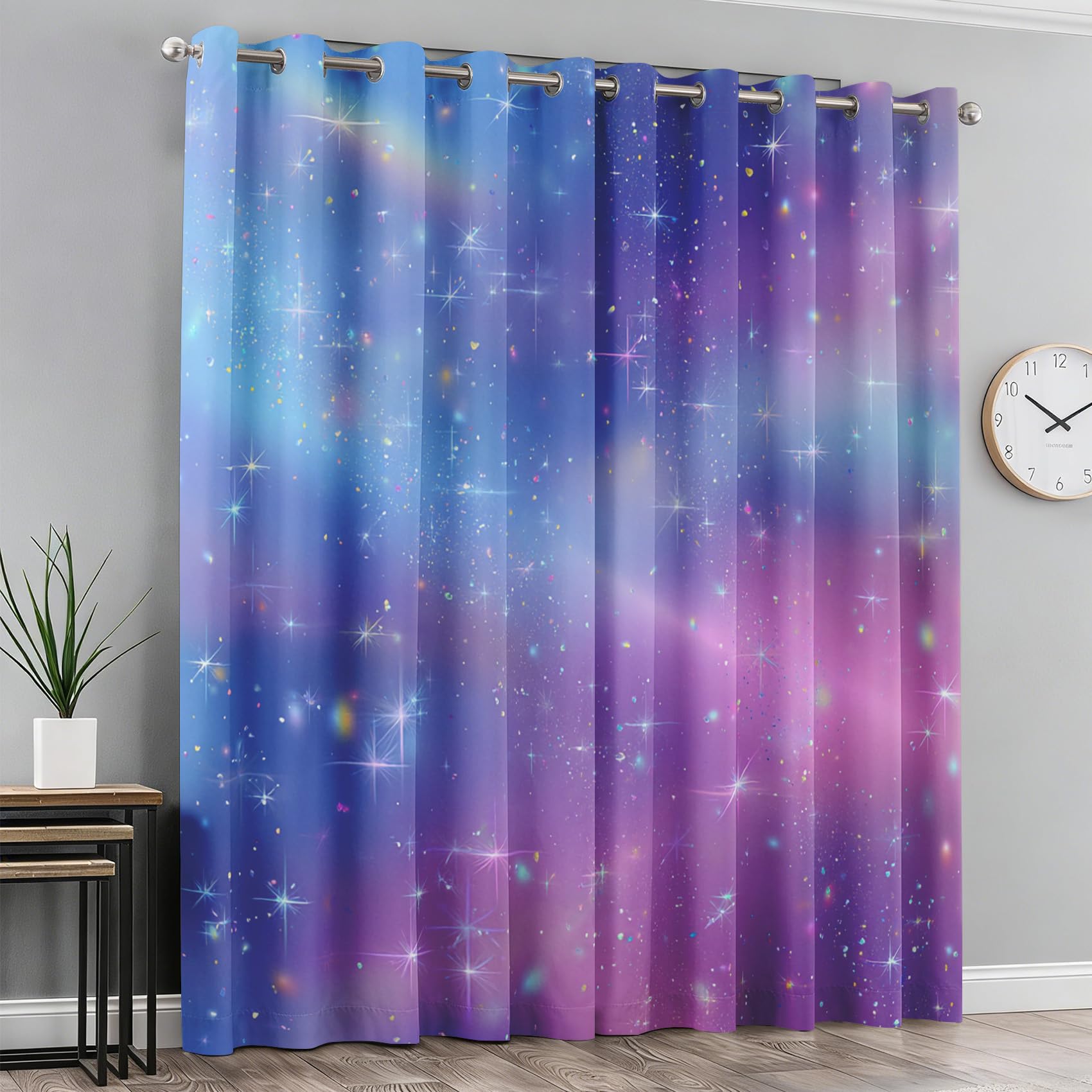 Generisch Blickdichte Vorhänge Galaxie Nebel Gardinen mit Ösen für Wohnzimmer Schlafzimmer, Sternennacht Mädchen Deko, Thermo Verdunklungsvorhänge 2er Set, H 175 x B 140 cm X&-167