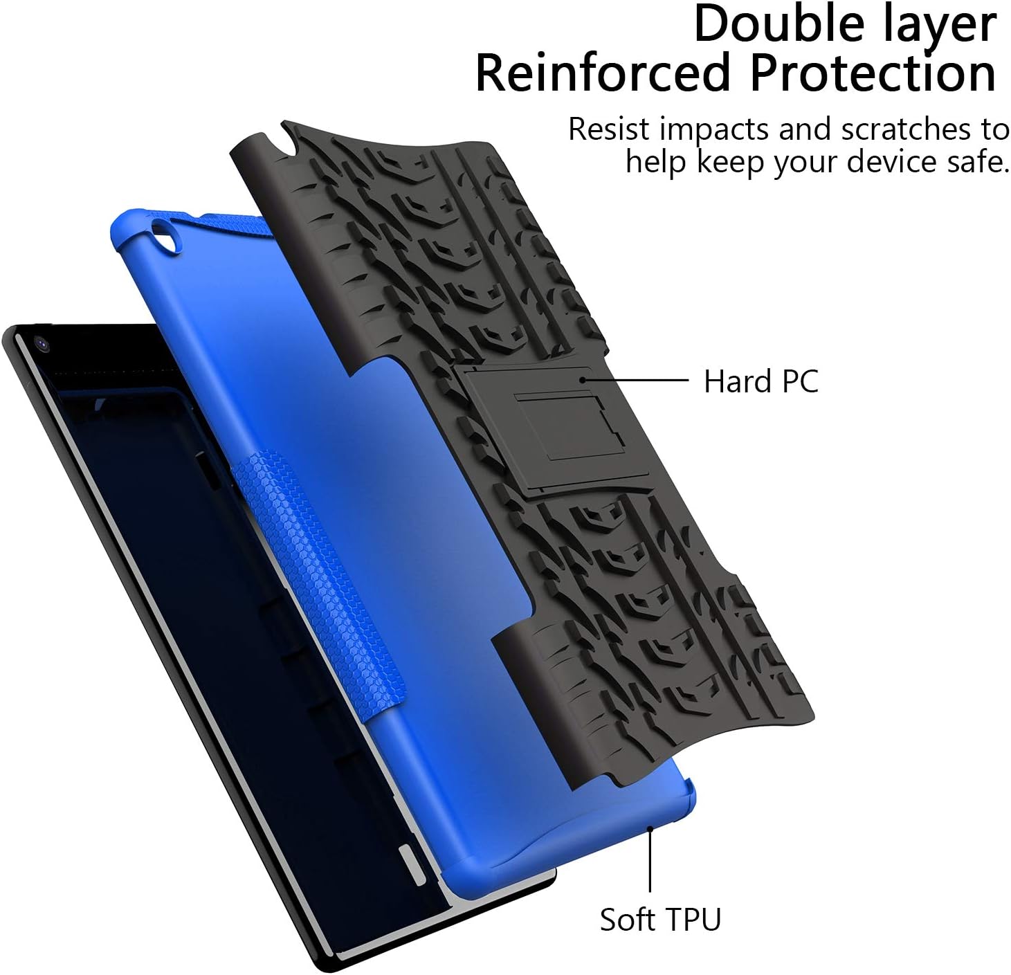 ROISKIN for Amazon Fire HD 10 Tablet Case (2019/2017 Released 9th/7th Generation), [Kickstand Feature] Dual Layer Heavy Duty Shockproof Impact Resistance Protective Case for Kindle Fire HD 10,Blue