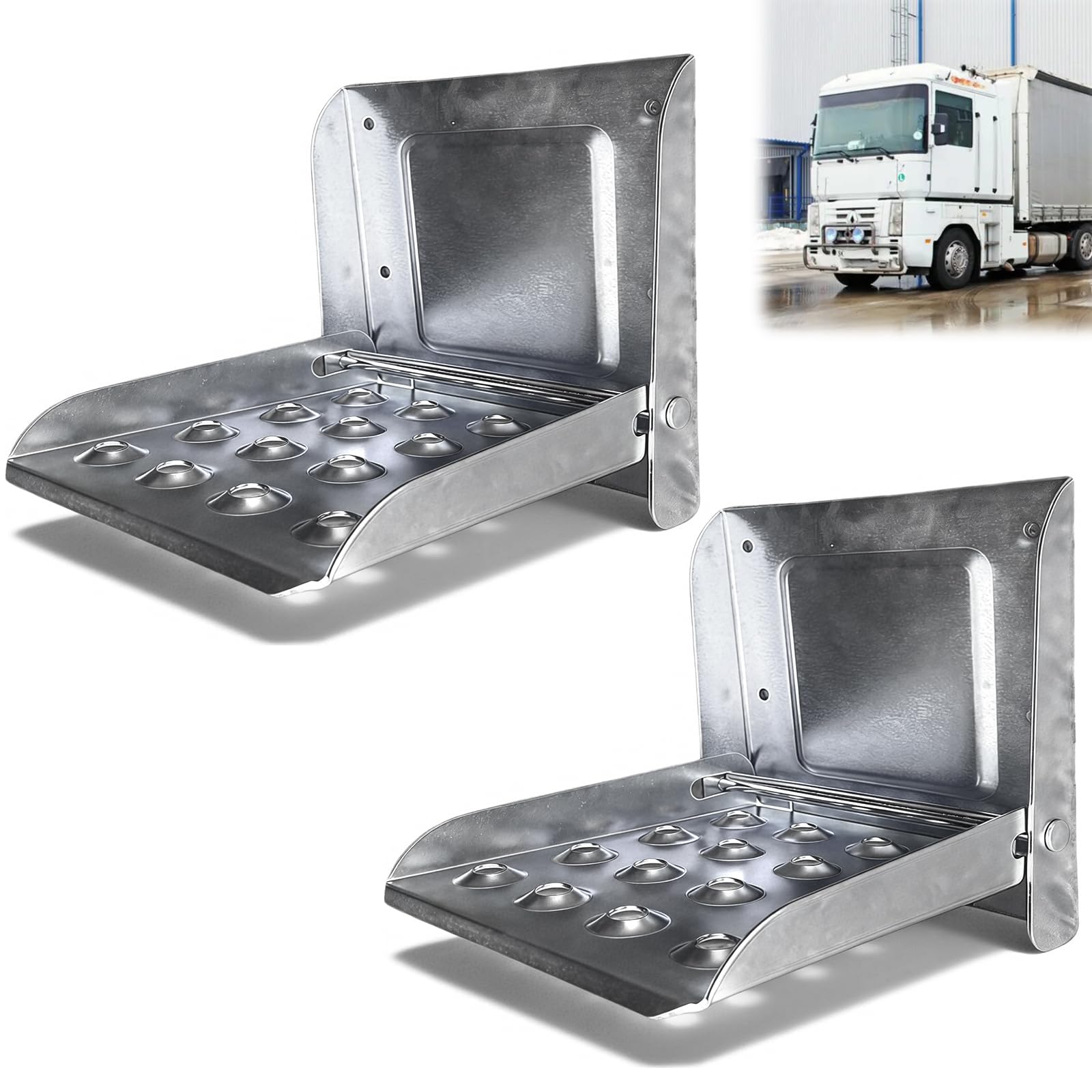 Klapptritt Für Anhänger, Steighilfe Klappbar, Trittstufe Klappbar, Verzinkte Klappleiter Trittstufe, Klapptritt Verzinktes, Abrutschsicher & Platzsparend Für LKW, Anhänger, Wohnmobil, Transporter