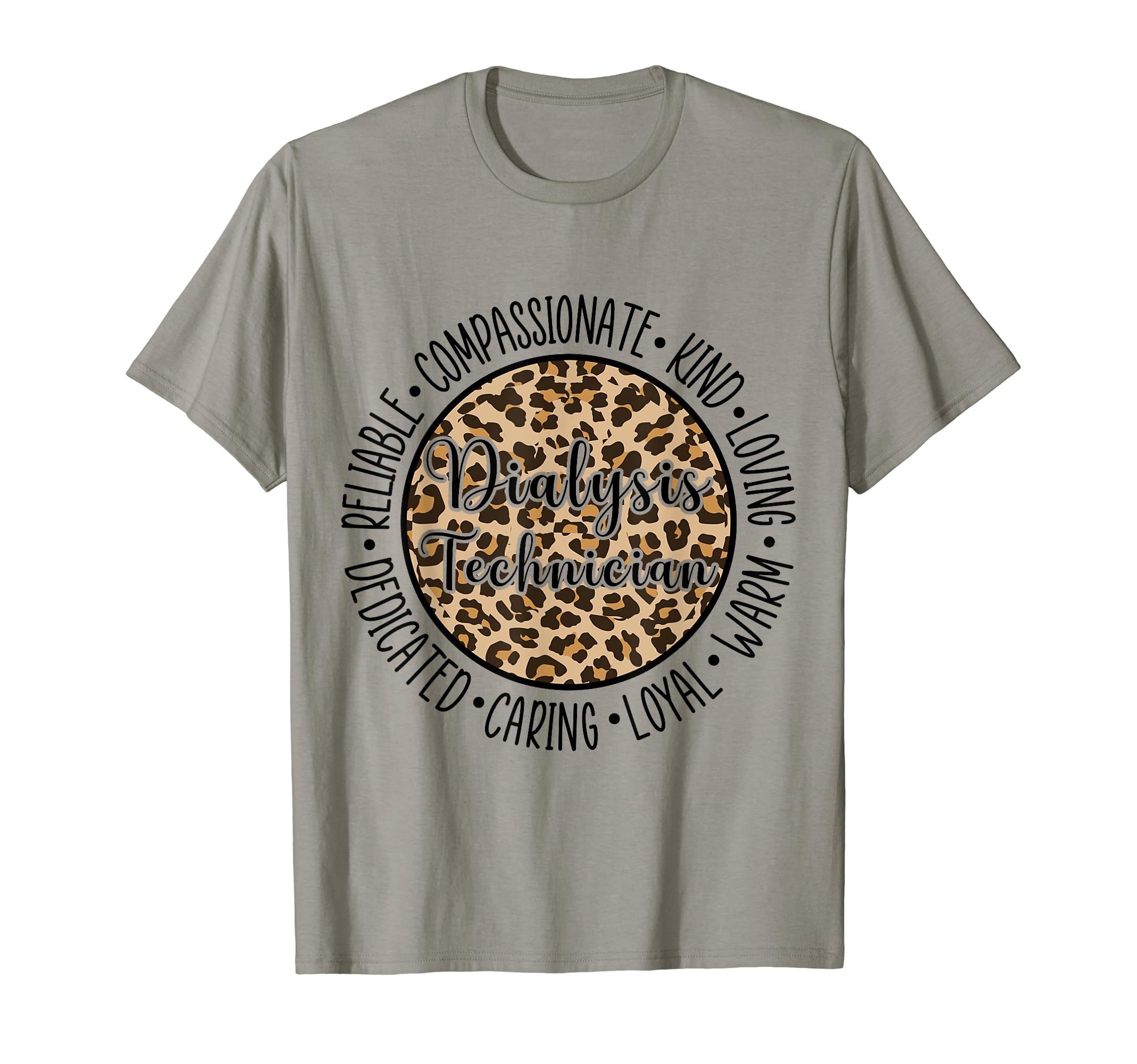 Leopard Cheetah Print Dialysis Technician Traits Nephrology T-Shirt