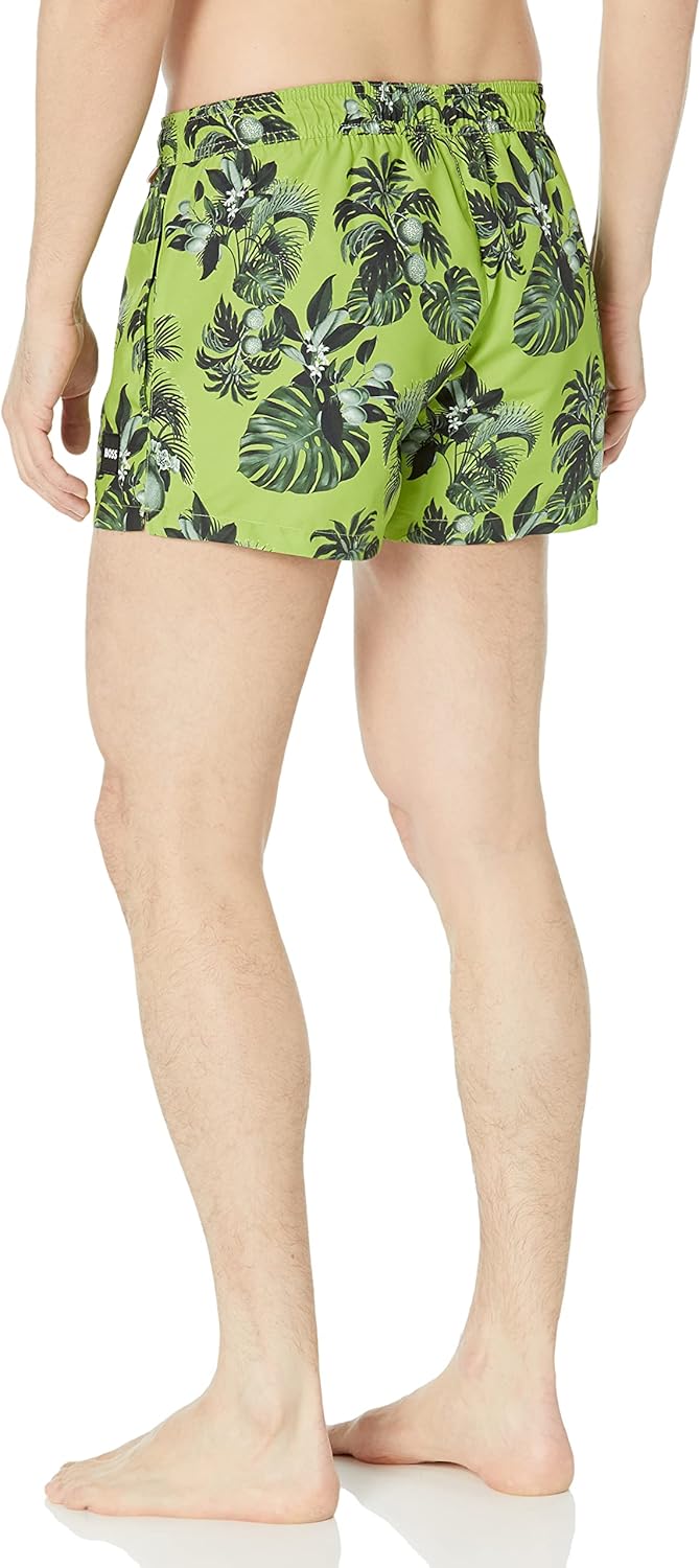 BOSS Mens Pattern Short Length Swim Trunks