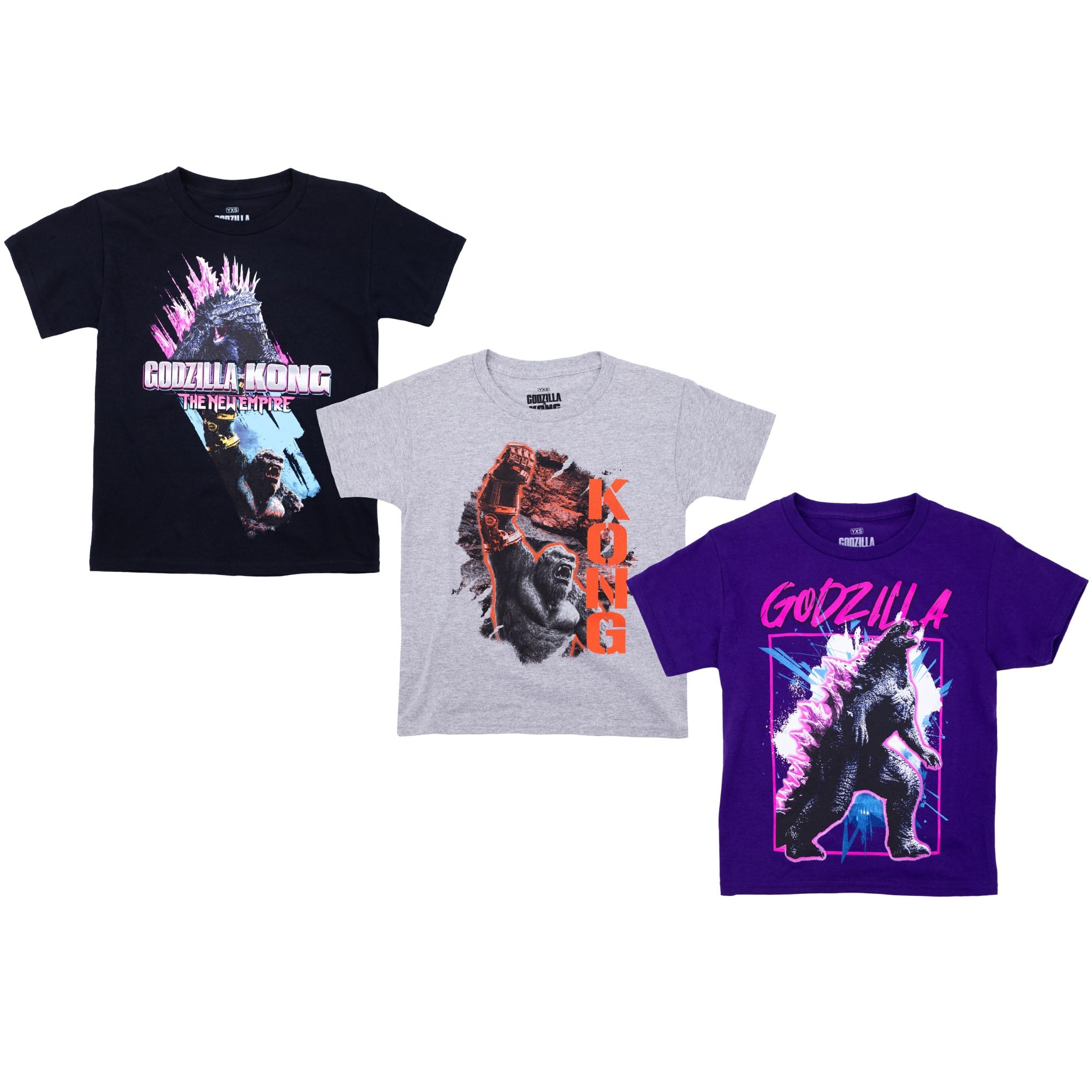 Officially Licensed Godzilla x Kong Boys' Graphic T-Shirt Multipack (Short Sleeve)