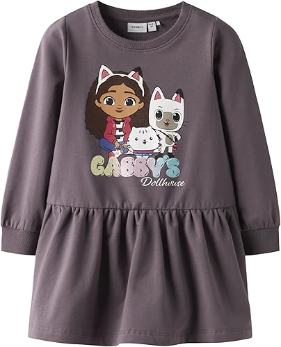 NAME IT Nmfnuri Gabby Swe Dress BRU Sky, Moonscape, 104 para Niñas