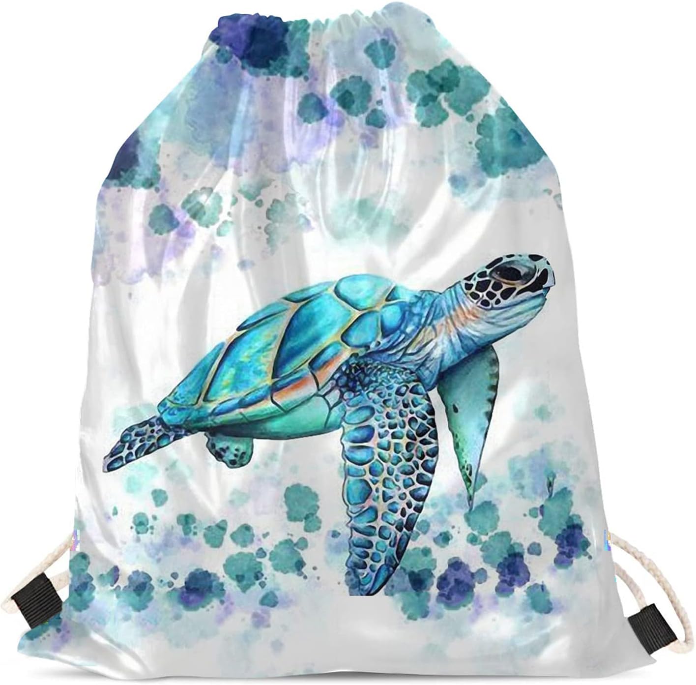 Sea Turtle Gifts Drawstring Bag for Kids Girls Youth Teens String Backpack Thick Strap Cinch Sack Pack School Travel Beach Storage Pouch Stuff Sacks Gymsack Havy Duty