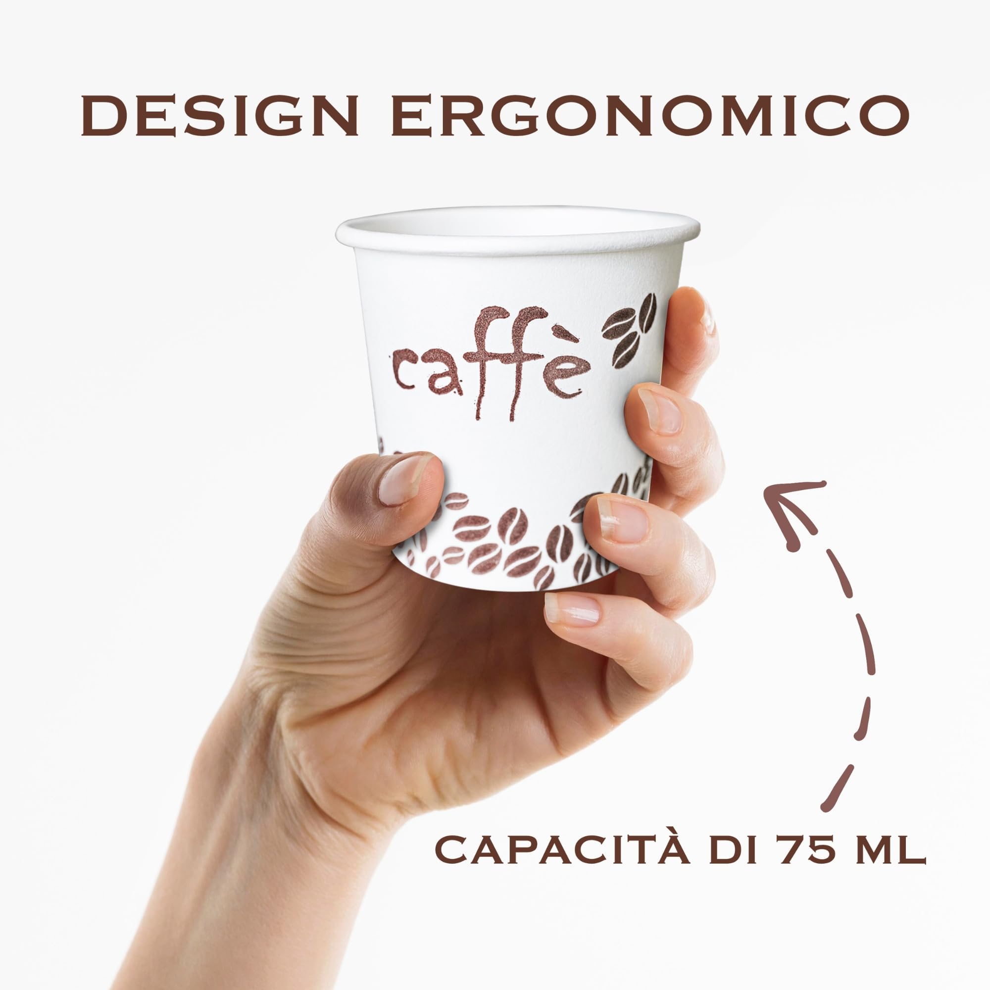 Bicchierini da Caffè, 4000 Pezzi, Usa e Getta Biodegradabili 75 ml, Bicchierini Caffè Espresso Monouso Compostabili Ecologici in Carta, Resistenti, Ideali per Bar e Uffici, Confezionati in Italia
