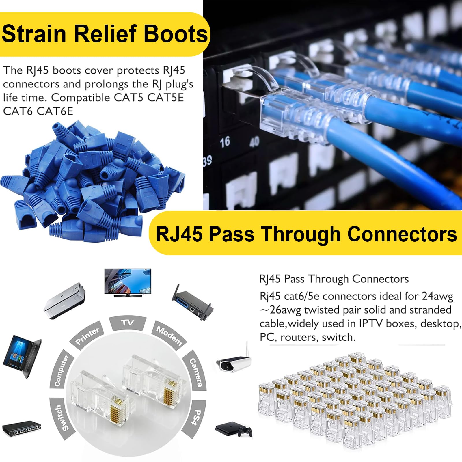 Kit di strumenti di rete – RJ45 Ethernet Computer Manutenzione Ethernet Crimpatrice Kit di riparazione LAN Taster Set per RJ45 Cat5e Cat 6 Cable Crimper Wire Cutter Internet Toolbox