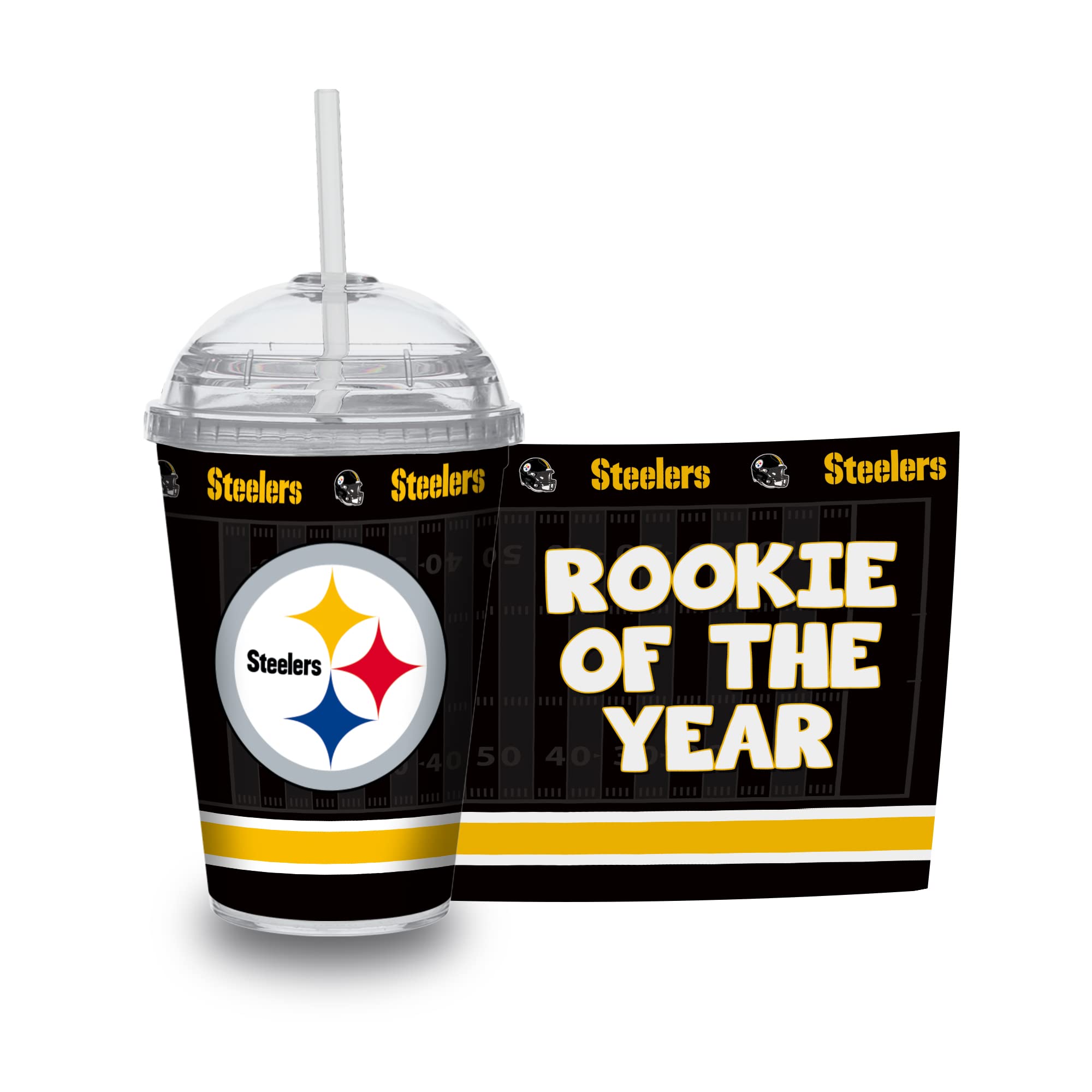 Rico Industries NFL Football Rookie of The Year 12oz Acrylic Tumbler, Youth Tumbler with Swirly Straw