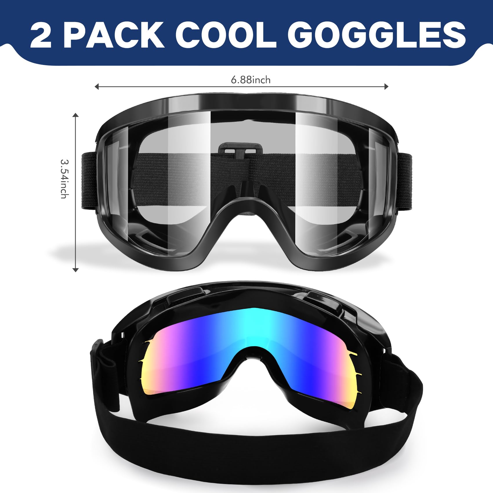 Lievermo Occhiali da moto, moto da cross, confezione da 2, occhiali per ATV, equitazione, sci, casco UTV, occhiali offroad UV400 (colorati + trasparenti)