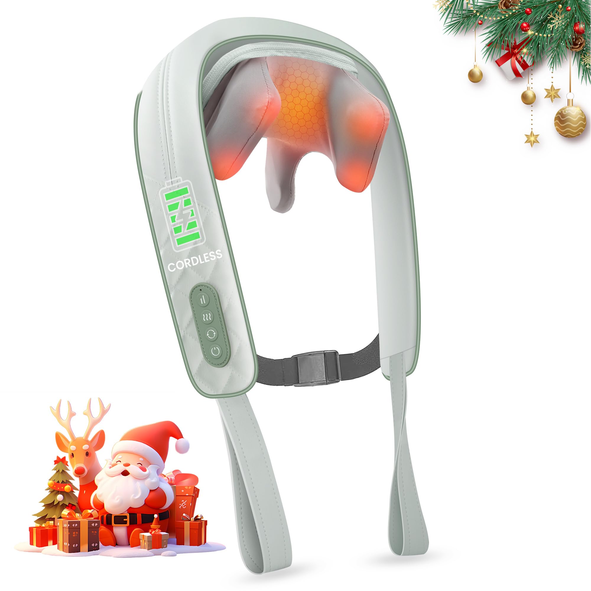 Snailax Cordless Shiatsu Neck Massager with Heat, 4D Kneading Back Shoulder Massager Deep Tissue, Larger Massage & Heating Area, Gift for Mom Dad