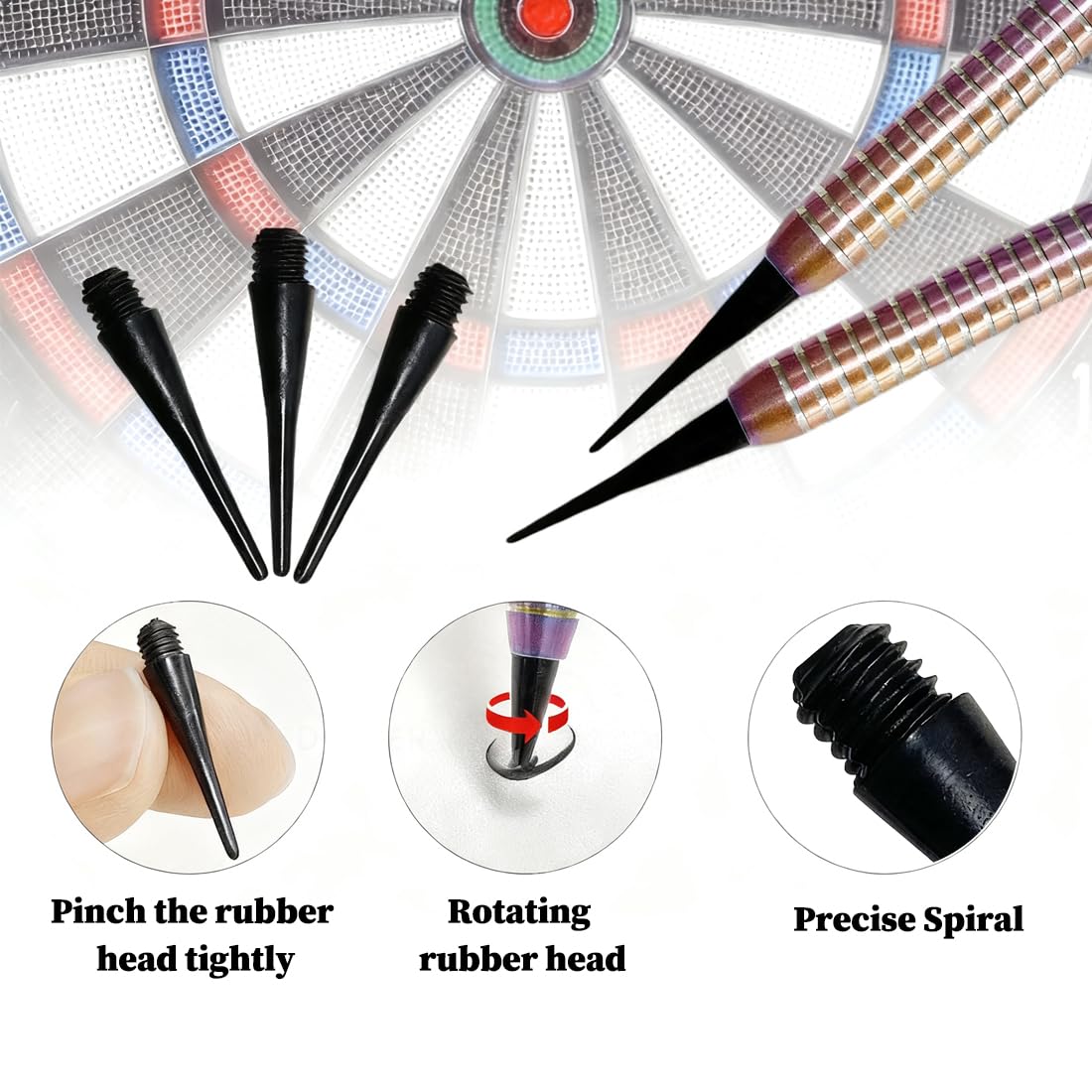 60 Puntas de Dardos de plástico ultrarresistentes y duraderas, Rosca 2BA, Dardos (6 Colores)