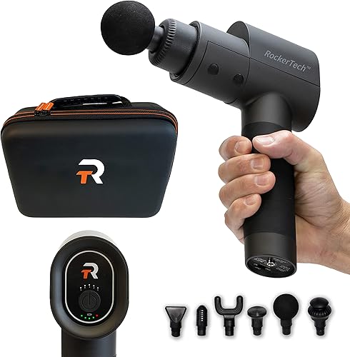 RockerTech Pistola de masaje profesional, pistola de masaje de tejido profundo para atletas, dispositivo de masaje de percusión, recargable