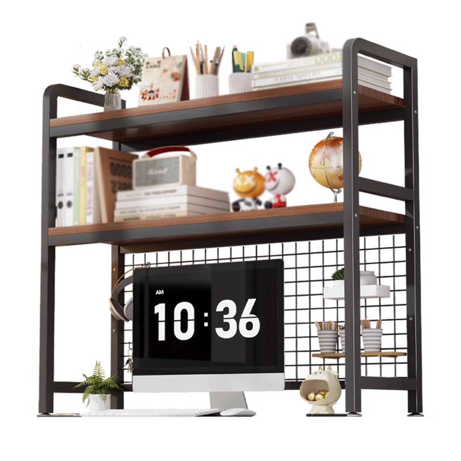 OLSKFUH 2-Tier Desktop Bookcase,Computer Desktop Bookshelf,Countertop Hutch Bookcase,Desk Hutch,Multipurpose Storage Display Rack For Computer Desk, Desk, Dresser And Kitchen,115CM