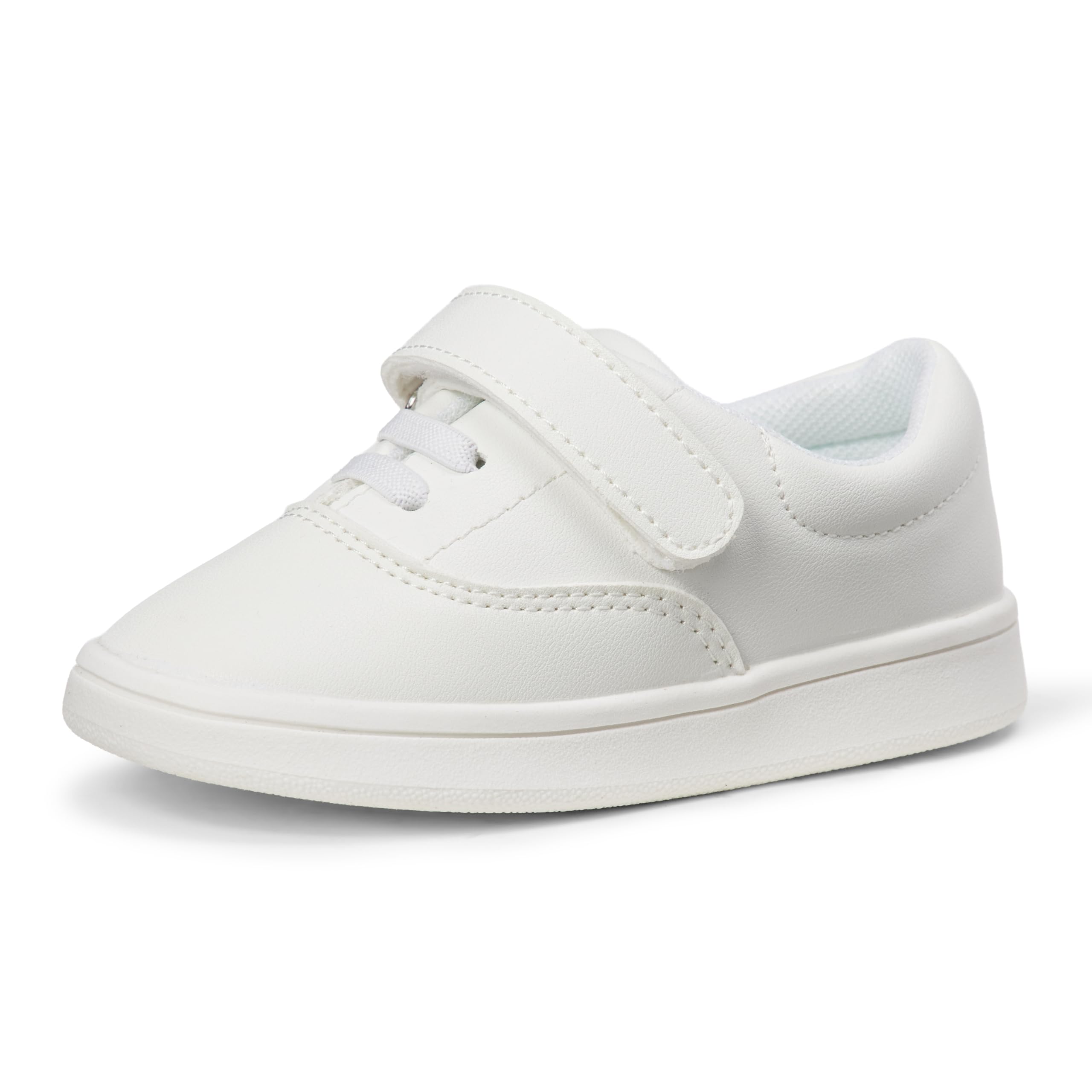 Amazon Essentials Unisex Toddlers' Elastic Lace Sneakers for Boys and Girls, White, 7 Toddler