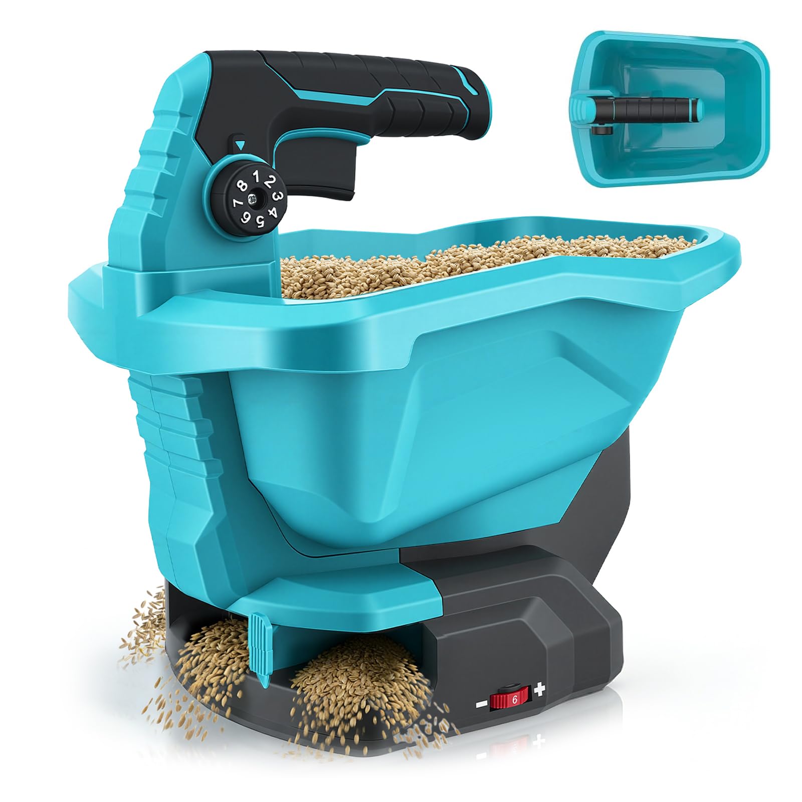 GartWerk Cordless Seed Spreader for 21V Battery, No Battery, 3.3L Electric Spreaders with 5M Spreading Width, 8 Spreading Rate Levels, 125° Spreading Angle, Feed Spreader Covers Up to 8,000 sq. ft.