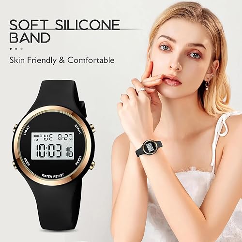 Miniatura 4 de Women LED Display Elecreonic Watch Fashion Chrono Alarm Digital Clock Woman Outdoor Sport Wirstwatch